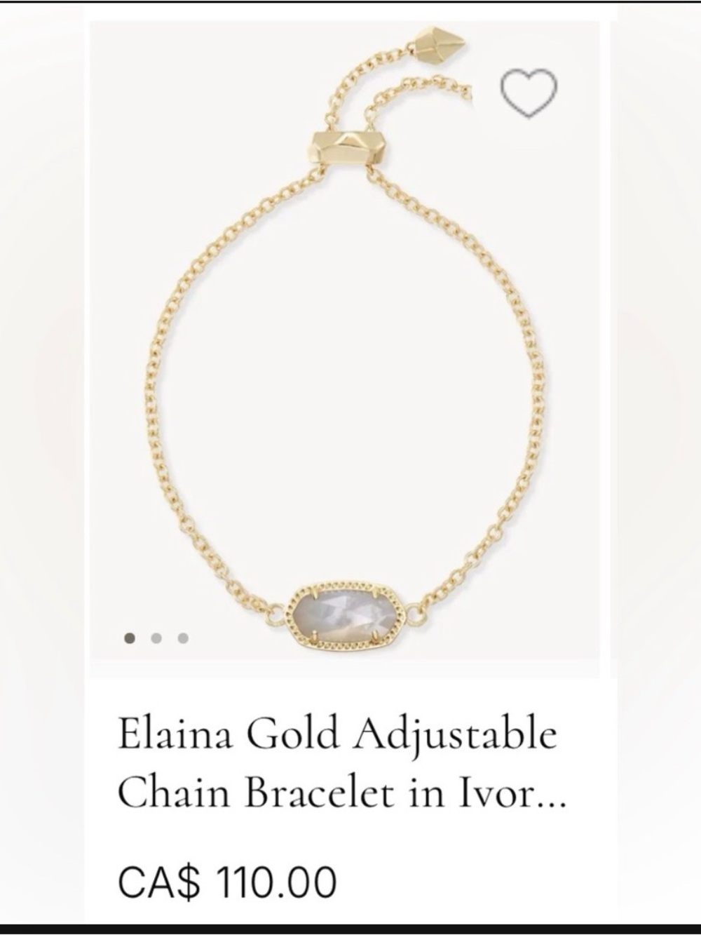 Kendra Scott - Elaina Gold Adjustable Chain Bracelet in Ivory Mother-of-Pearl